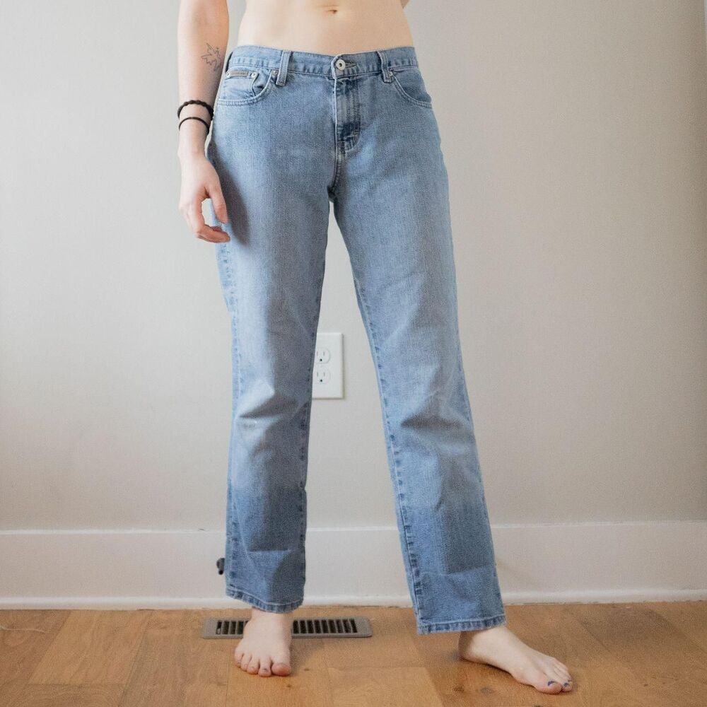 Y2K Calvin Klein Denim Straight Leg Classic Lightweight Midrise Indie Boho Jeans - Picture 5 of 8